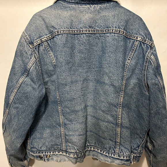 Vintage Levis San Francisco Denim Jean Trucker Jacket Size 50 R Sherpa Lined USA - Picture 4 of 13